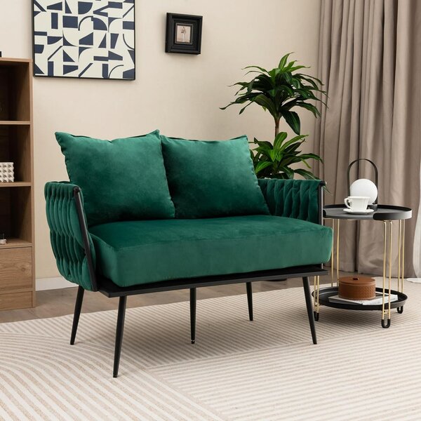 CAV1 - Canapea dubla 109 cm, bancuta, divan, fotoliu, sofa, bancheta, banca living, dormitor, hol - Verde - Negru