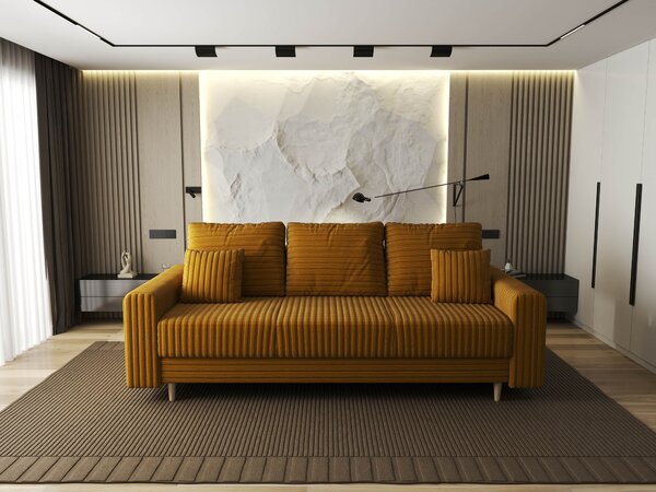 Canapea extensibilă dumonde cu ladă de depozitare Kronos Ambience Mustar 210x100 cm
