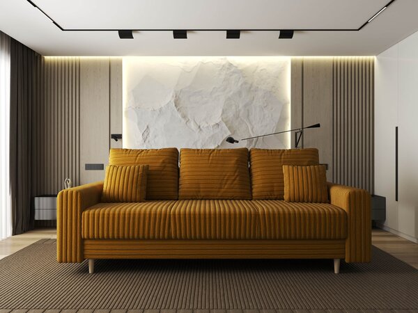 Canapea extensibilă dumonde cu ladă de depozitare Kronos Ambience Mustar 210x100 cm