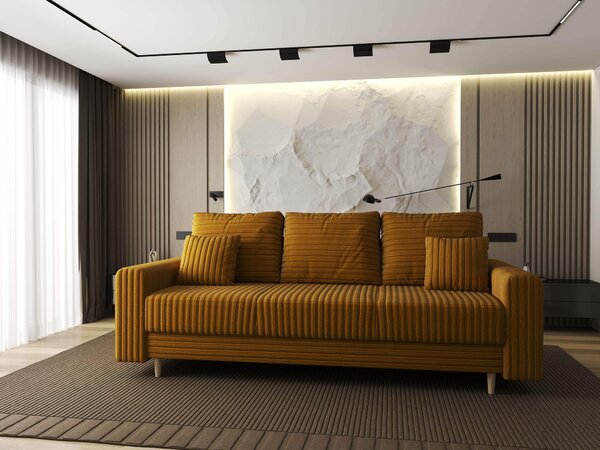 Canapea extensibilă dumonde cu ladă de depozitare Kronos Ambience Mustar 210x100 cm