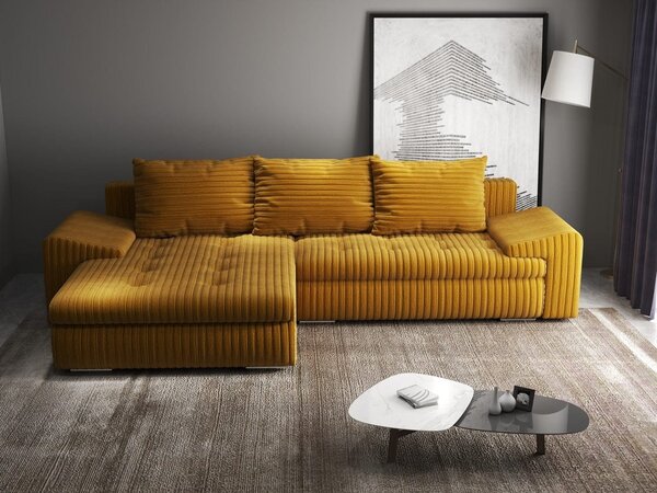 Colțar extensibil dumonde cu ladă de depozitare Leonardo Ambience Mustar 260x185 cm
