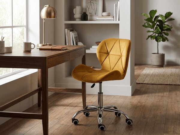 OFERTA Scaun de birou mustar AVOLA VELVET II. calitate