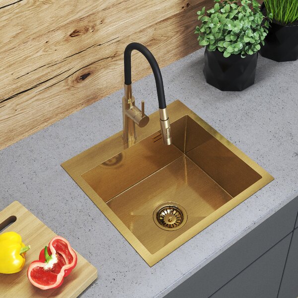 Gamma Gamma, chiuvetă din oțel cu 1 vas 480x450x210 mm, auriu periat, GMA-S4845-GD