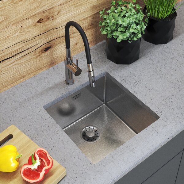 Gamma Gamma, chiuvetă din oțel cu 1 compartiment 438x438x215 mm, oțel periat, GMA-S4444-CH