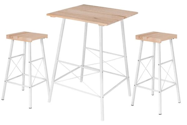 Scaune Homs Bar 30x30x70 cm, lemn-metal, alb-maro