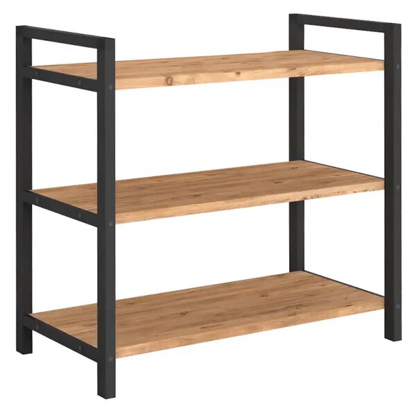 Suport pentru pantofi cu 3 Rafturi Black / nuc 66x36x70cm