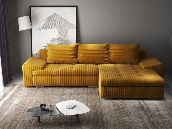 Colțar extensibil dumonde cu ladă de depozitare Leonardo Ambience Mustar 260x185 cm II
