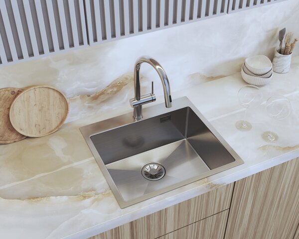 Gamma Chiuvetă Gamma, din oțel inoxidabil cu 1 compartiment 550x500x210 mm, oțel, GMA-S5550-CH