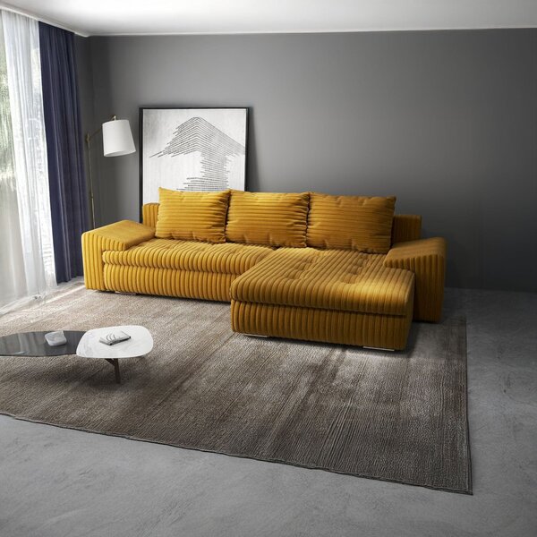 Colțar extensibil dumonde cu ladă de depozitare Leonardo Ambience Mustar 260x185 cm II
