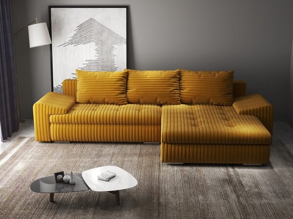 Colțar extensibil dumonde cu ladă de depozitare Leonardo Ambience Mustar 260x185 cm II