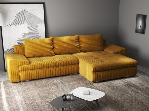 Colțar extensibil dumonde cu ladă de depozitare Leonardo Ambience Mustar 260x185 cm II