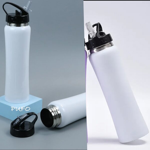 Sticla termos metalica Pufo Simple pentru bauturi, izoterm, 600 ml, alb