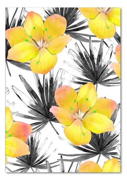 Tablou Printat Pe Sticlă flori tropicale