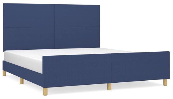 Cadru de pat cu tăblie, albastru, 180x200 cm, textil