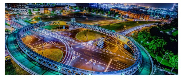 Tablou panorama orașului nocturn (120x50 cm)