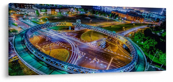 Tablou panorama orașului nocturn (120x50 cm)