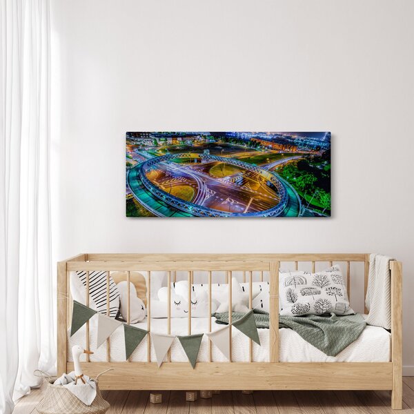 Tablou panorama orașului nocturn (120x50 cm)