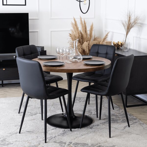 Masă sufragerie Luchan (stejar rustic + negru) (pentru 4 persoane). Promo -13%. 1119030