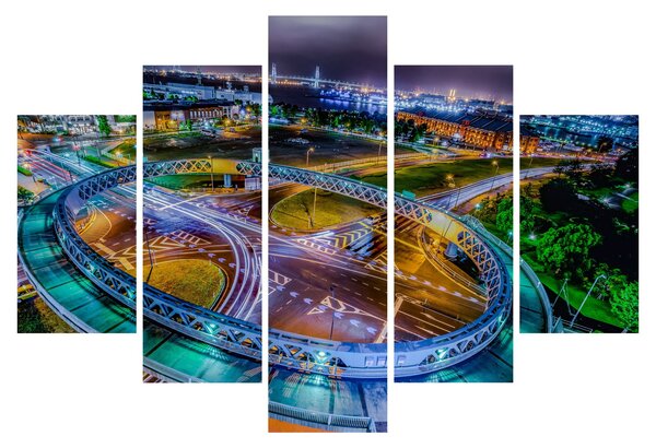Tablou panorama orașului nocturn (150x105 cm)