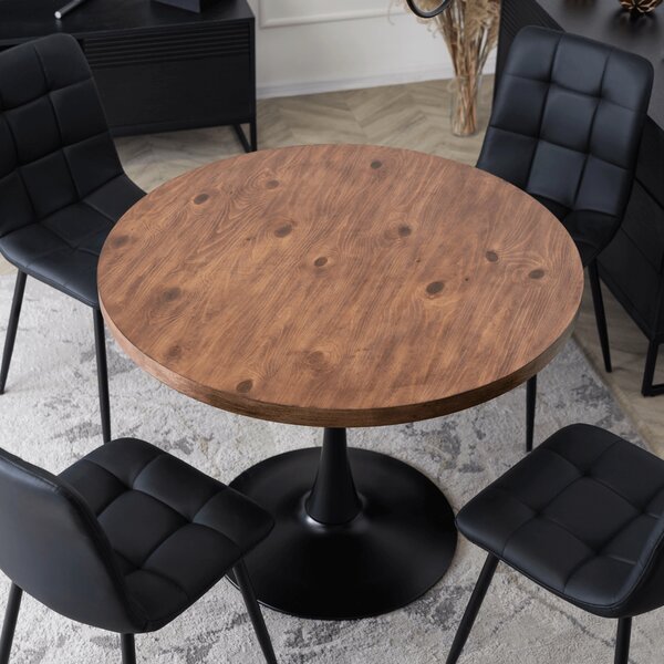 Masă sufragerie Luchan (stejar rustic + negru) (pentru 4 persoane). Promo -13%. 1119030