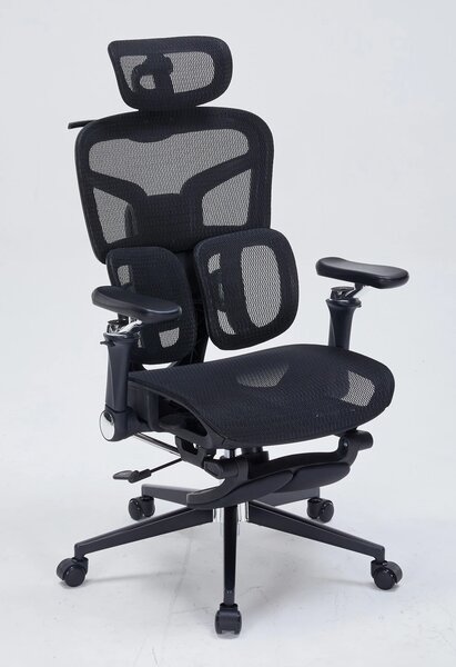 Scaun ergonomic premium DeluxStar T9 – cotiere 6D ultra moi, suport lombar adaptiv, spătar reglabil pe inaltime, tetiera 4D, mecanism multifunctional inclinare/blocare, pivotant, Mesh, Negru