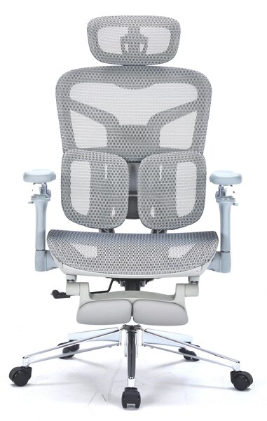 Scaun ergonomic premium DeluxStar T9 – cotiere 6D ultra moi, suport lombar adaptiv, spătar reglabil pe inaltime, tetiera 4D, mecanism multifunctional inclinare/blocare, pivotant, Mesh, Gri