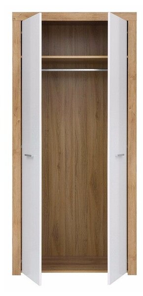 Dulap Sonali 109Alb lucios, Riviera stejar, 19x9x5cm, Uși dulapUși dulap: Cu balamale