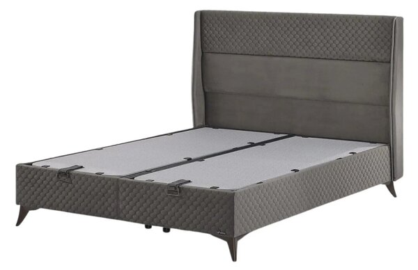 Pat BIO BALANCE 160x200, stofa catifelata gri - Zen 1188, cu somiera s
