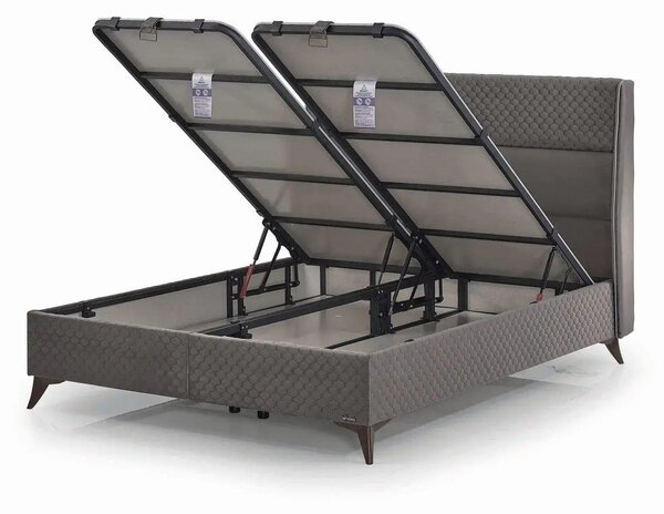 Pat BIO BALANCE 160x200, stofa catifelata gri - Zen 1188, cu somiera s