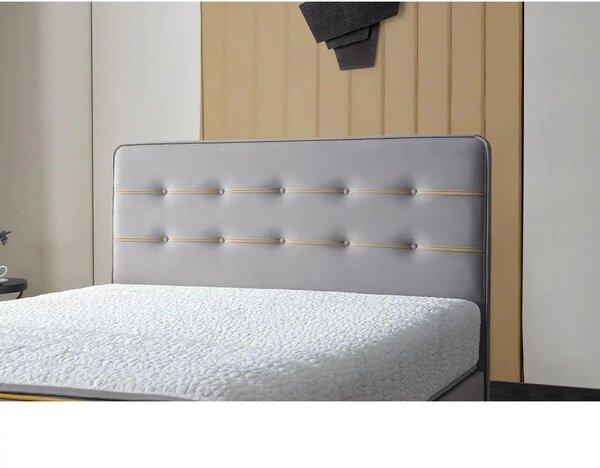 Pat FLEXFIT 160x200, stofa catifelata gri deschis - Evo 1055, cu somie