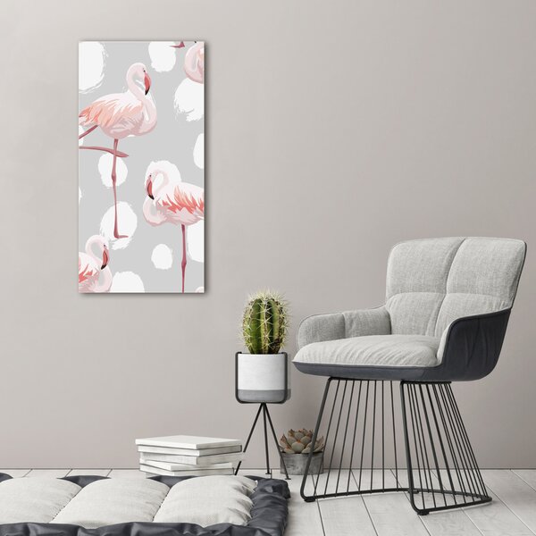 Tablou canvas Flamingos și puncte
