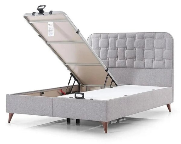 Pat INFINITY 160x200, stofa clasica gri - Linum 660, cu somiera si spa