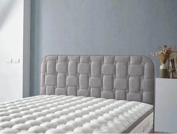 Pat INFINITY 160x200, stofa clasica gri - Linum 660, cu somiera si spa