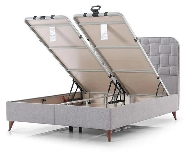 Pat INFINITY 160x200, stofa clasica gri - Linum 660, cu somiera si spa