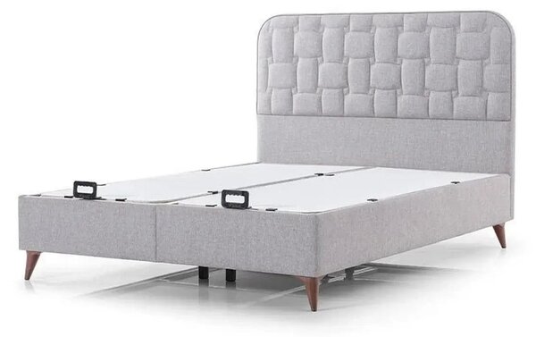 Pat INFINITY 160x200, stofa clasica gri - Linum 660, cu somiera si spa