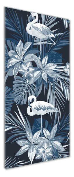 Imagine de sticlă Flori și flamingo