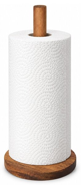 Suport Pufo din lemn de accacia pentru rola hartie, prosoape de bucatarie, 33 cm, maro