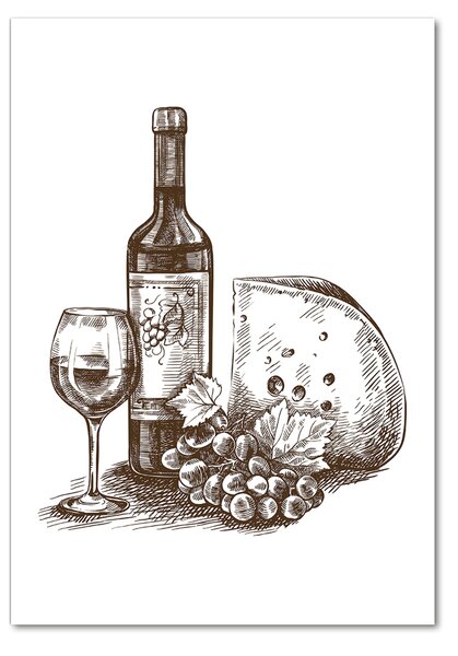 Tablou din Sticlă Vin și gustări
