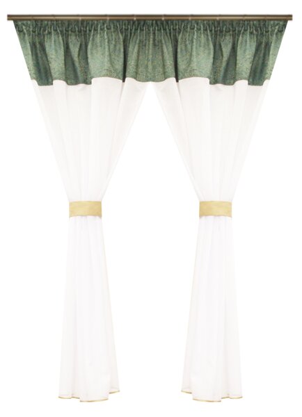 Perdea Velaria in alb si banda verde, 220x145 cm