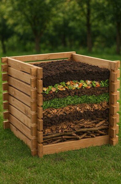 Composter de grădină din lemn 640L