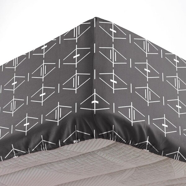 Cearceaf gri închis din bumbac cu elastic 140x190 cm Aristide – douceur d'intérieur