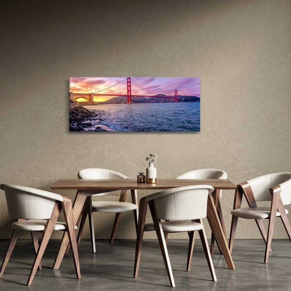 Tablou cu pod și apus de soare (120x50 cm)