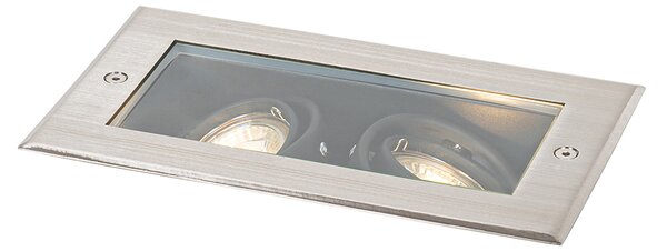 Spot modern de sol din oțel cu 2 lumini reglabile IP65 - Oneon