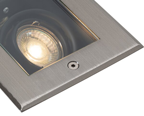 Set de 4 spoturi moderne de sol din oțel cu 2 lumini reglabile IP65 - Oneon