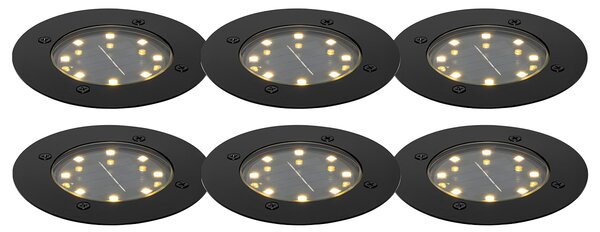 Set 6 spoturi la sol negru cu LED IP65 Solar - Terry