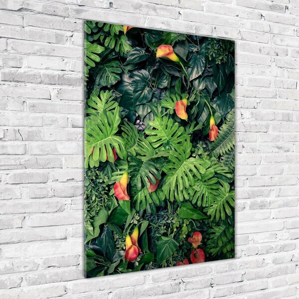 Tablou pe pe sticlă plante tropicale