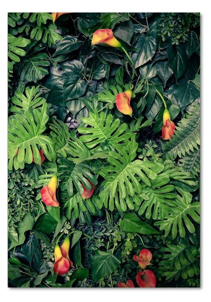 Tablou pe pe sticlă plante tropicale