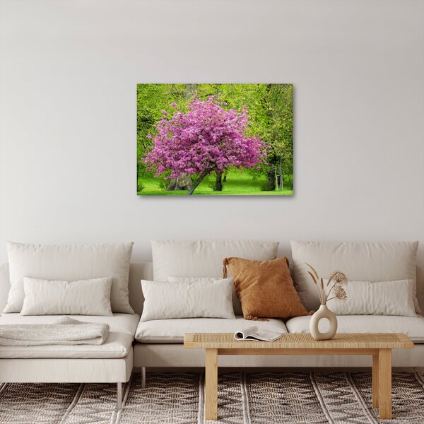 Tablou cu pom înflorit pe luncă (70x50 cm)