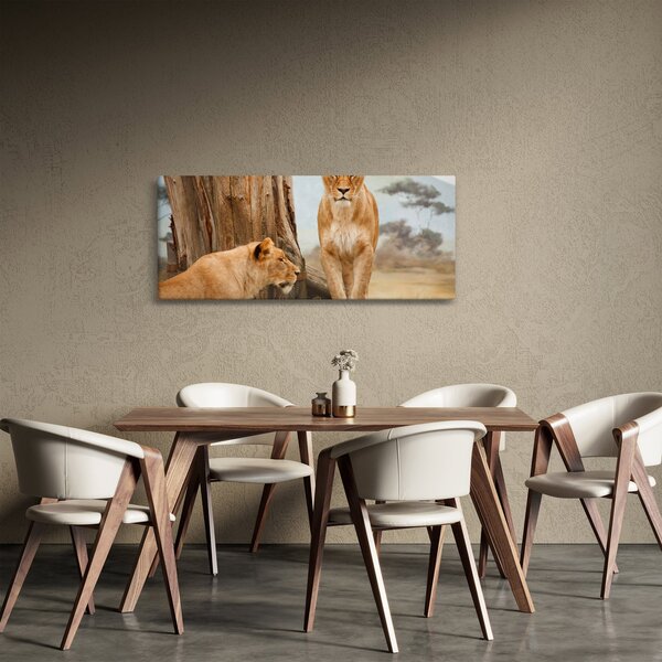 Tablou - două leoaice (120x50 cm)