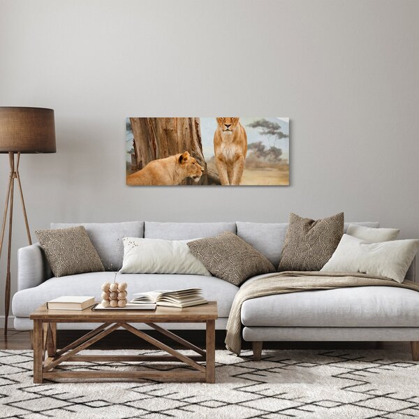 Tablou - două leoaice (120x50 cm)